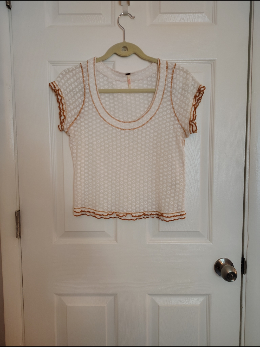 Free People Sheer Floral Printed Cotton Crop Top